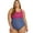 Denim Blue/Raspberry, variant on Plus Size High Neck One Piece Slimsuit II, High Cut, Soft Cup (Women’s Plus)