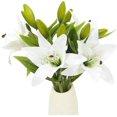 thumbnail image 1 of 4 piezas de flores de lirio artificial plantas arreglo de flores falsas boda de seda ramos de novia blanco interior al aire libre hogar cocina mesa de comedor centros de mesa L, 1 of 5