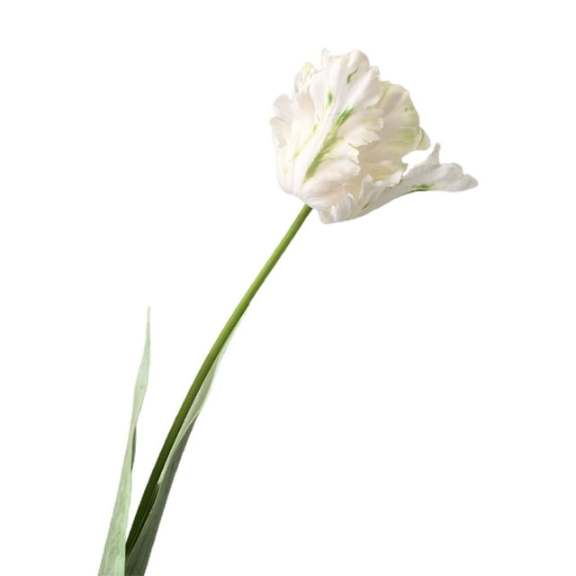 (Blanco 3D) Flor artificial hidratante 3D Loro Tulipán Ramo de flores de seda individual