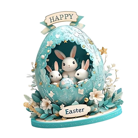 2d Pascua de huevo de huevo de huevo decoración de la artesanía acrílica de stand para la sala de estar de la sala de estar al aire libre
