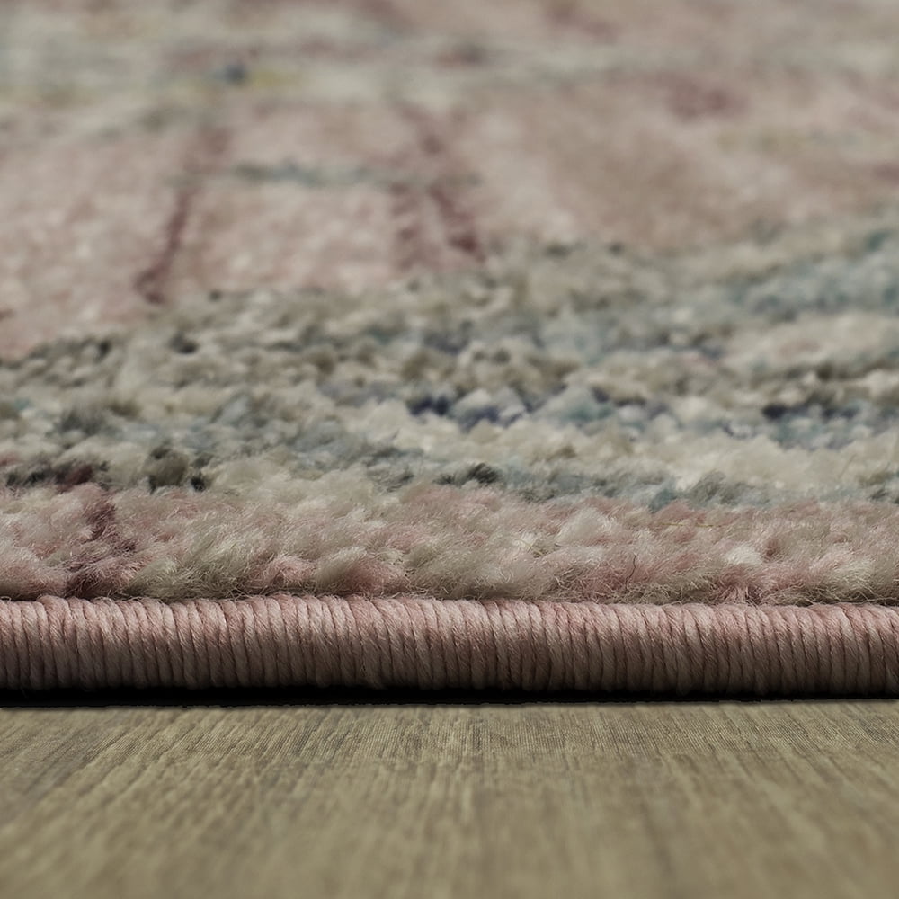 Mohawk Home Catalan Low Pile Latex Backed Stain and Fade Resistant Geometric Pink Indoor Area Rug, 3'11" X 6'
