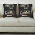 thumbnail image 3 of Modern Decorative Throw Pillow Covers 18x18in Set of 2 - Stylish " HUM & TIMES " Design for Couch Bed Car - Cozy Dark Background with Colorful Accents, 3 of 8