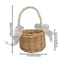 thumbnail image 4 of Elegant Wedding Flower Girl Basket with Pearl Handle and Ribbon Bow, Bowknot Satin Flower Basket for wedding, Rustic Handwoven Wicker Flower Basket, Versatile Picnic Basket for Outdoor (1PCS), 4 of 5
