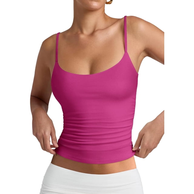 PINKMSTYLE Débardeurs Basiques pour Femmes à Encolure Dégagée Doublée Débardeurs Ajustables d'Été Sans Manches