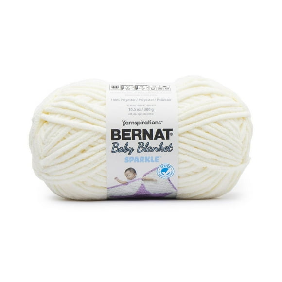 Bernat® Baby Blanket Sparkle™ Yarn, Polyester #6 Super Bulky, 10.5oz/300g, 220 Yards