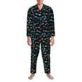 thumbnail image 3 of Salouo Little Fish Skeleton Print Button-Front Long Sleeve Pajama Set for Men, Soft 2Pjs Men's Long Sleeve Sleepwear-X-Large, 3 of 7