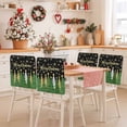 thumbnail image 2 of Green Christmas Tree Chair Covers Set of 6 Merry Christmas Gold Snow Pine Tree Black Chair Back Covers Stretch Removable Washable Slipcovers Protector for Dining Room Kitchen Party Decor, 2 of 5
