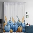 thumbnail image 5 of Blue Pumpkin Fall Semi Sheer Curtains Drapes for Living Room, Bedroom, French Doors Window 54 Inches Long, Thanksgiving Botanical Autumn Rod Pocket Chiffon Curtain Drapery Voile Draperies Panel, 5 of 6
