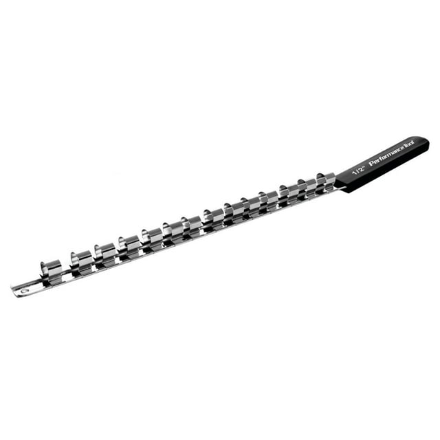 Rail de Rangement pour Douille d'Outils W32000 1/2 Pouce; Longueur 18 Pouces; Montage Mural; Chromé; Simple