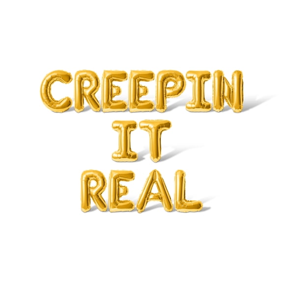 Letter Balloons - CREEPIN IT REAL 16" Inch Alphabet Letters Foil Mylar Balloon Halloween Party Banner (Gold)