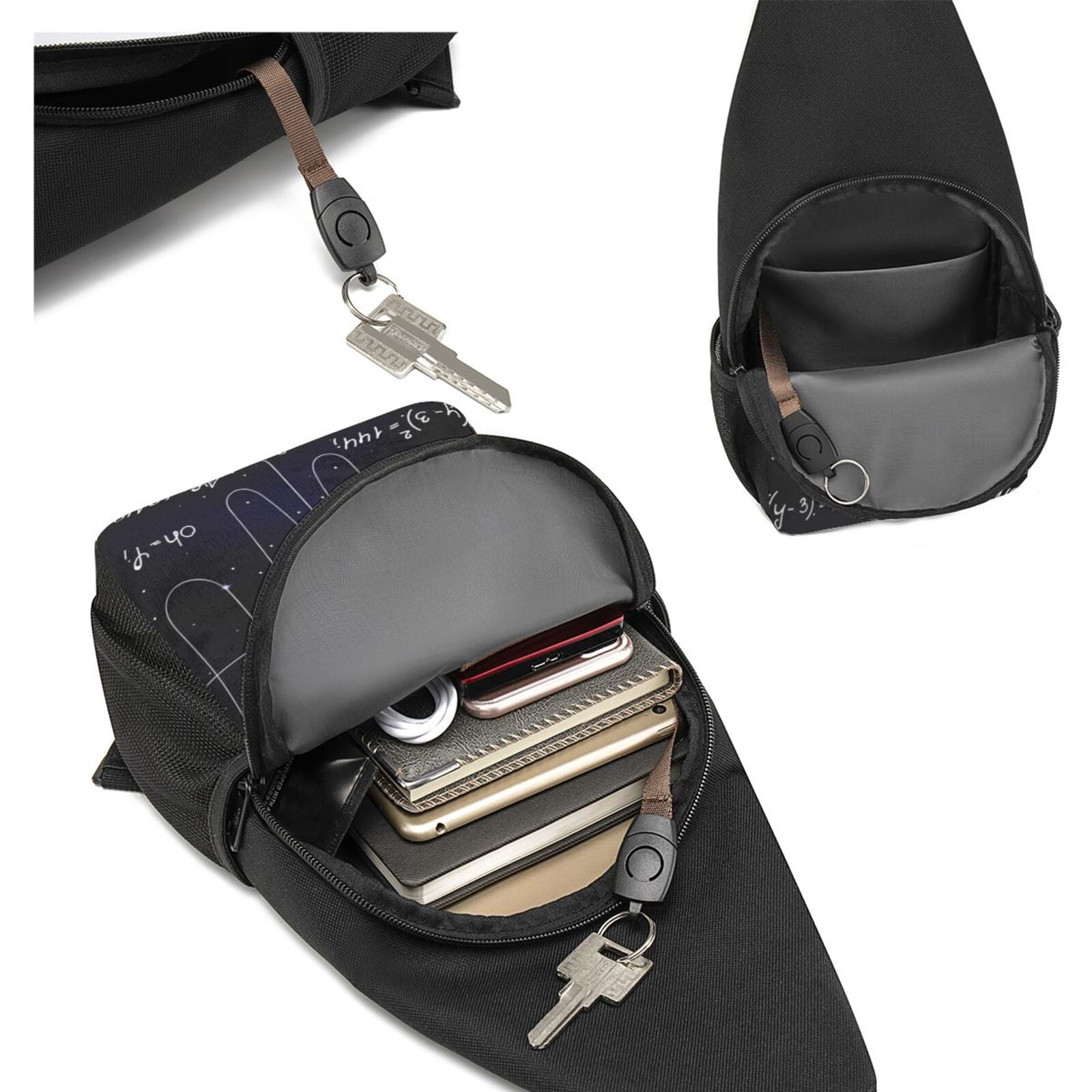 Xecao's Mathematica Science Print Sling Bag: A Versatile Chest, Shoulder, and Crossbody Backpack for Casual Days Out, Perfect for Both Men and Women