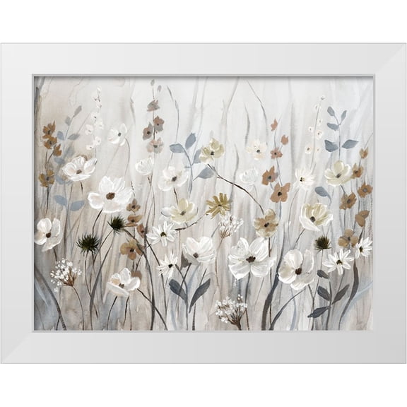 Nan 18x15 White Modern Wood Framed Museum Art Print Titled - Misty Meadow Field