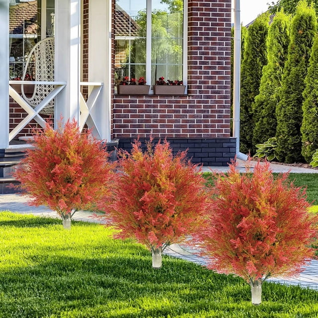 23 Inch Realistic Autumn Cedar Tree Potted Outdoor Garden Patio Porch Fall Decoration