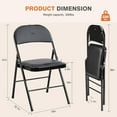 thumbnail image 3 of Sweetcrispy Chaise Pliante, Lot de 4, Chaises Pliantes Rembourrées en Cuir, Chaises Pliables en Métal Robustes, Faciles à Utiliser et à Ranger, Extérieur et Intérieur, pour la Maison, le Bureau, les Fêtes, Confortables, Noir, 3 of 7