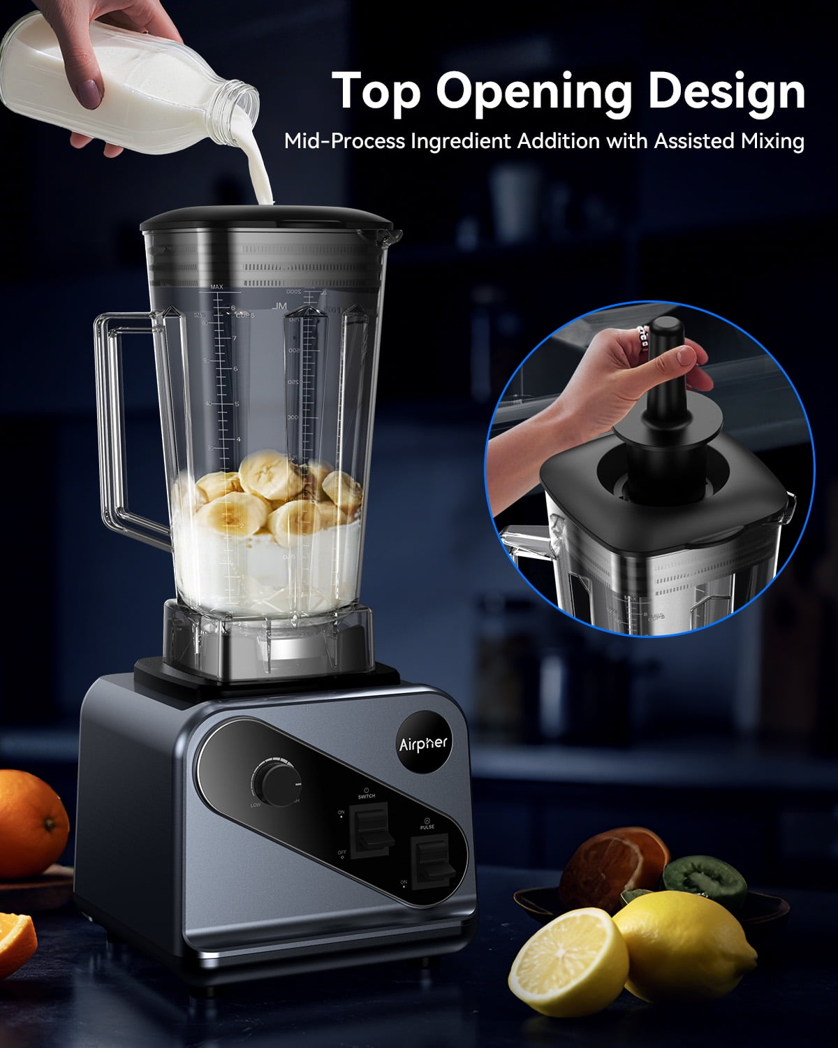 Hewcham, Smoothie Blender, 2000W High-Power, 68 fl oz Capacity