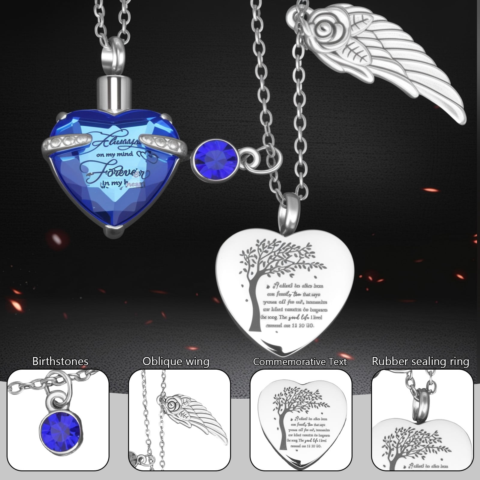 4Set Cremation Urn Necklace Set Tree of Life Pattern Small Pet Ash Memorial Keepsake Urn Mini Funeral Ashes Holder for Human Pet Loved Ones