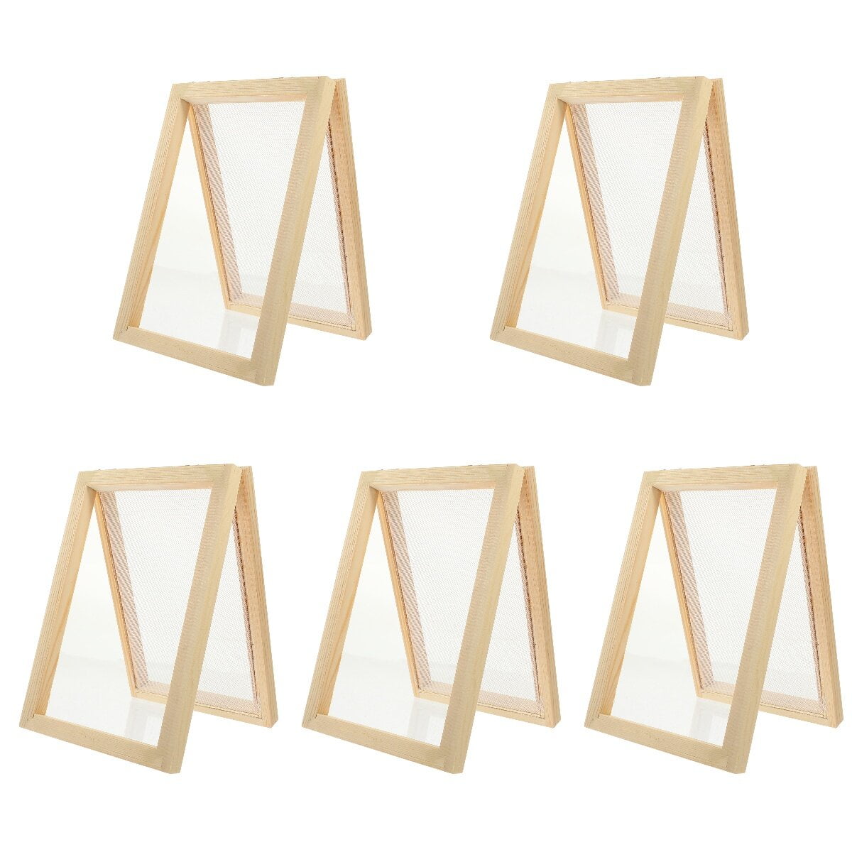 5pcs Wooden Paper Making Frame Paper Making Mold DIY Frame Screen Mesh