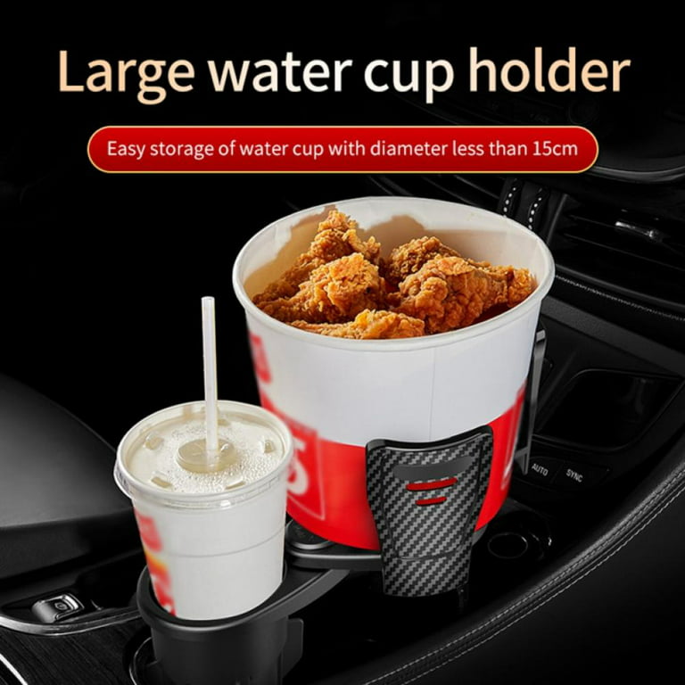 2 in 1 Multifunctional Car Cup Holder and 2 Car Cup Holder Coaster, Vehicle  Mounted Water Cup Drink Holder Universal Adapter with 360 Degree Rotatable  Base (Without Diamond Coaster, Matt Black) 