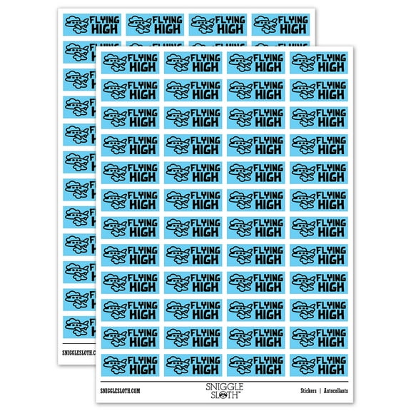 Flying High Airplane Teacher Student School Sticker Set - Light Blue - Gloss Finish - 1.25" Mini