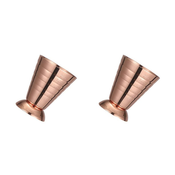 Kearding Taza de medición 75ml 2.5oz 5Tbsp Dispensador lavable de acero inoxidable Moda Cocktail Jigger Bar Party Home Supplies Rose golden rosa dorado 2piezas
