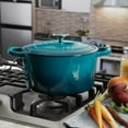 thumbnail image 5 of Crock-Pot 5 Quart Round Enamel Cast Iron Covered Dutch Oven Slow Cooker, Teal, 5 of 5