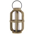thumbnail image 1 of Wood Cylinder Metal Handle Lantern With Hurricane Candle Holder, Large, Brown, 1 of 1