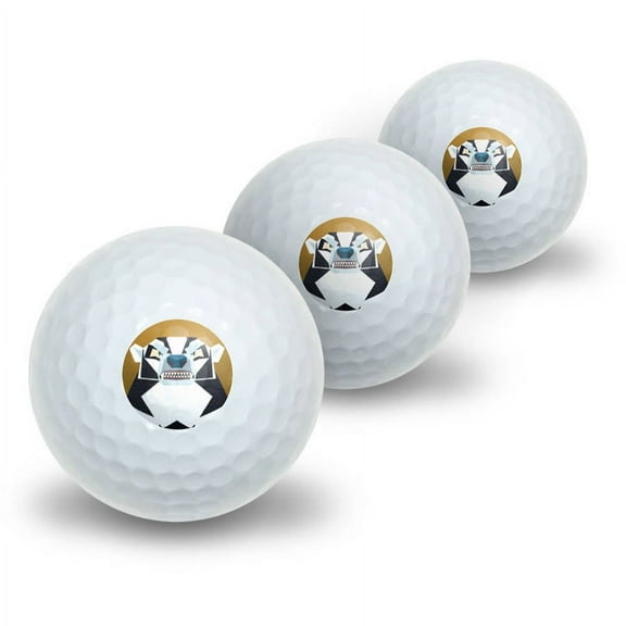 Geometric Badger Black and White Honey Novelty Golf Balls, 3pk