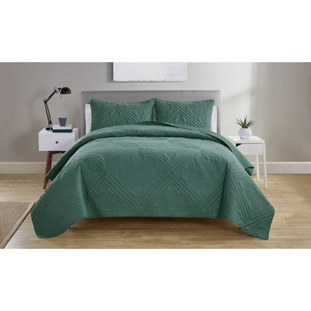 Aqua Cowhide - VCNY Home Chateau Textured Medallion Quilt Set, Full/Queen, Aqua