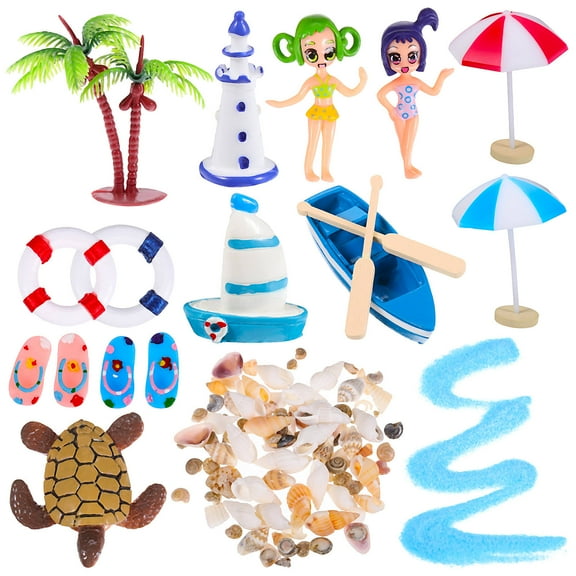 Raindrops 11pcs Tiny Beach Figurines Assorted Color for Home Desktop Decoration