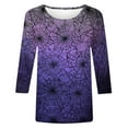 thumbnail image 5 of VKOYWKM Halloween Shirts for Women 3/4 Sleeve T-Shirts Spiderweb Graphic T Shirts Halloween Vintage Top Loose Fit Crew Neck Vintage T-Shirt Blouses, 5 of 5