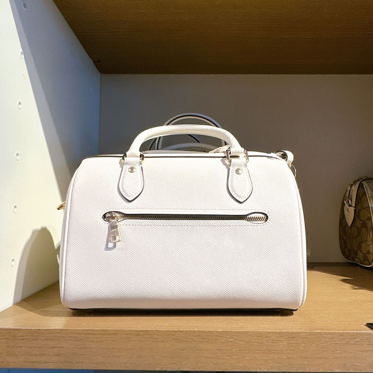 thumbnail image 2 of Coach by Coach Women's Crossgrain Leather Satchel Handbag, Chalk, 2 of 5