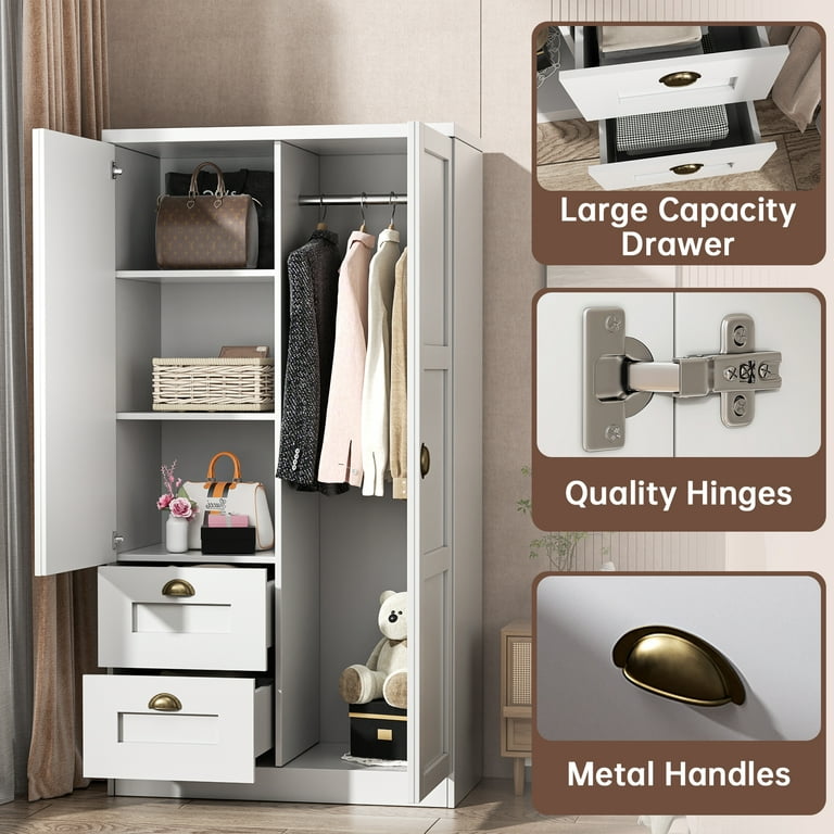 Nathaniel Home 59 Armoire Wardrobe Closet Freestanding Storage