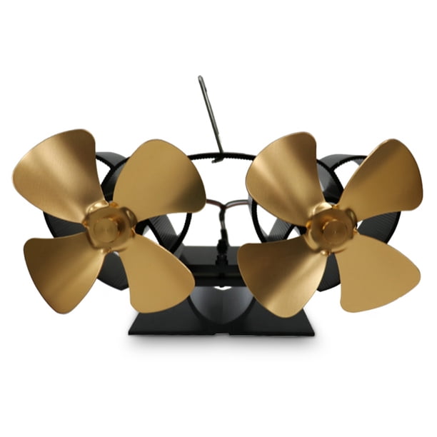 Injueey Ventilador de chimenea, ventilador de para sala de estar, quemador de leña para salón, ventilador de estufa con cabezales dobles, Electrodomésticos oro Injueey HA007779-02B