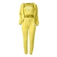 thumbnail image 4 of EHQJNJ Sweatsuit Set for Women Maternity Fall Outfits Trendy 2023 Casual Tracksuit Autumn and Winter Top Vest Pant Set Fashionable Heart Prints Zipper Hooded Sweatshirt Pants Three Piece, 4 of 6