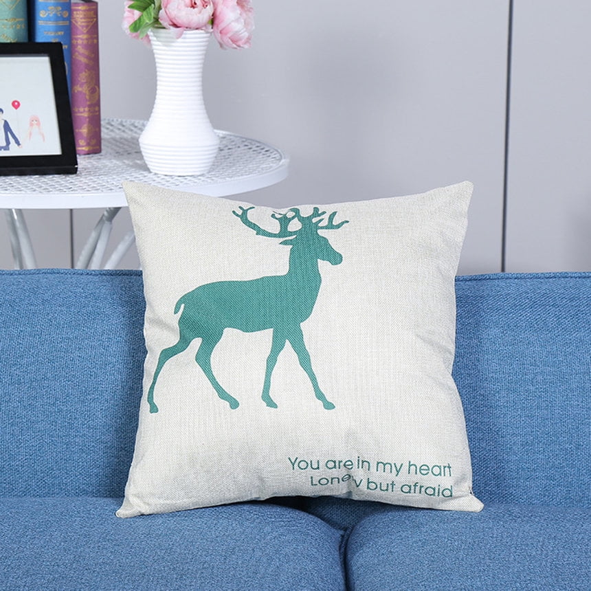 Cute Soft 45cm 45cm Deer Cotton Linen Pillowcase Decorative