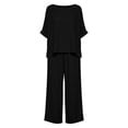 thumbnail image 5 of Jsaierl Cotton Linen Sets for Women 2 Piece Outfits Summer Loose 3/4 Sleeve Oversized Top and Wide Leg Pants Sets Loungewear, 5 of 8