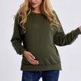 thumbnail image 4 of Akafmk Womens Long Sleeve Maternity Tops,Womens Maternity Solid Color Crew Neck Long Sleeve Button Detail Hoodless Casual Sweatshirt Pregnancy Mama Tops, 4 of 4