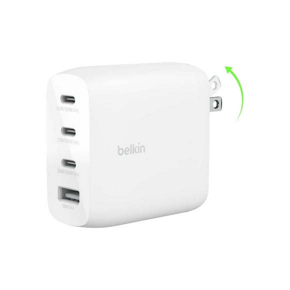 Cargador de pared Belkin de 112 W y 4 puertos GaN con USB-C PD y USB-A