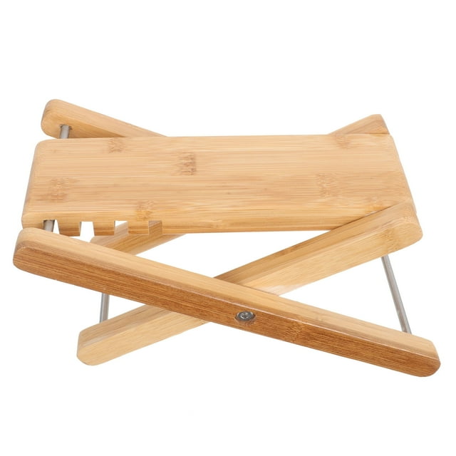 Taburete de bambú Masteelf para uñas y pedicura, ajustable y plegable, con pedal de guitarra