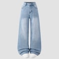 thumbnail image 2 of Girl Jeans Girls Blue Jeans Girls Straight Leg Jeans Wide Leg Girls Pants High Waisted Girls Baggy Pants with Pockets Kid Clothes 14-15 Years, 2 of 6