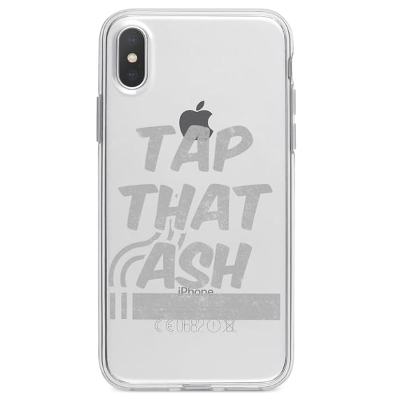 DistinctInk Clear Shockproof Hybrid Case for iPhone X / XS (5.8" Screen) - TPU Bumper Acrylic Back Tempered Glass Screen Protector - Tap That Ash - Cigars