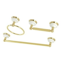 2.75 in. Victorian Bathroom Hardware, Polished Brass - 3 Piece