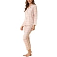 thumbnail image 4 of INSPIRE CHIC Women's Plaid Pajama Sets Sleepwear Button Down Soft Lounge Sets XS Pink, 4 of 6