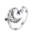 thumbnail image 2 of PONPRNGY Silver Ring Moon Star Open Adjustable Rings for Women Copper Ring Star and Moon Rings Statement Jewelry Valentine's Day Gift, 2 of 5