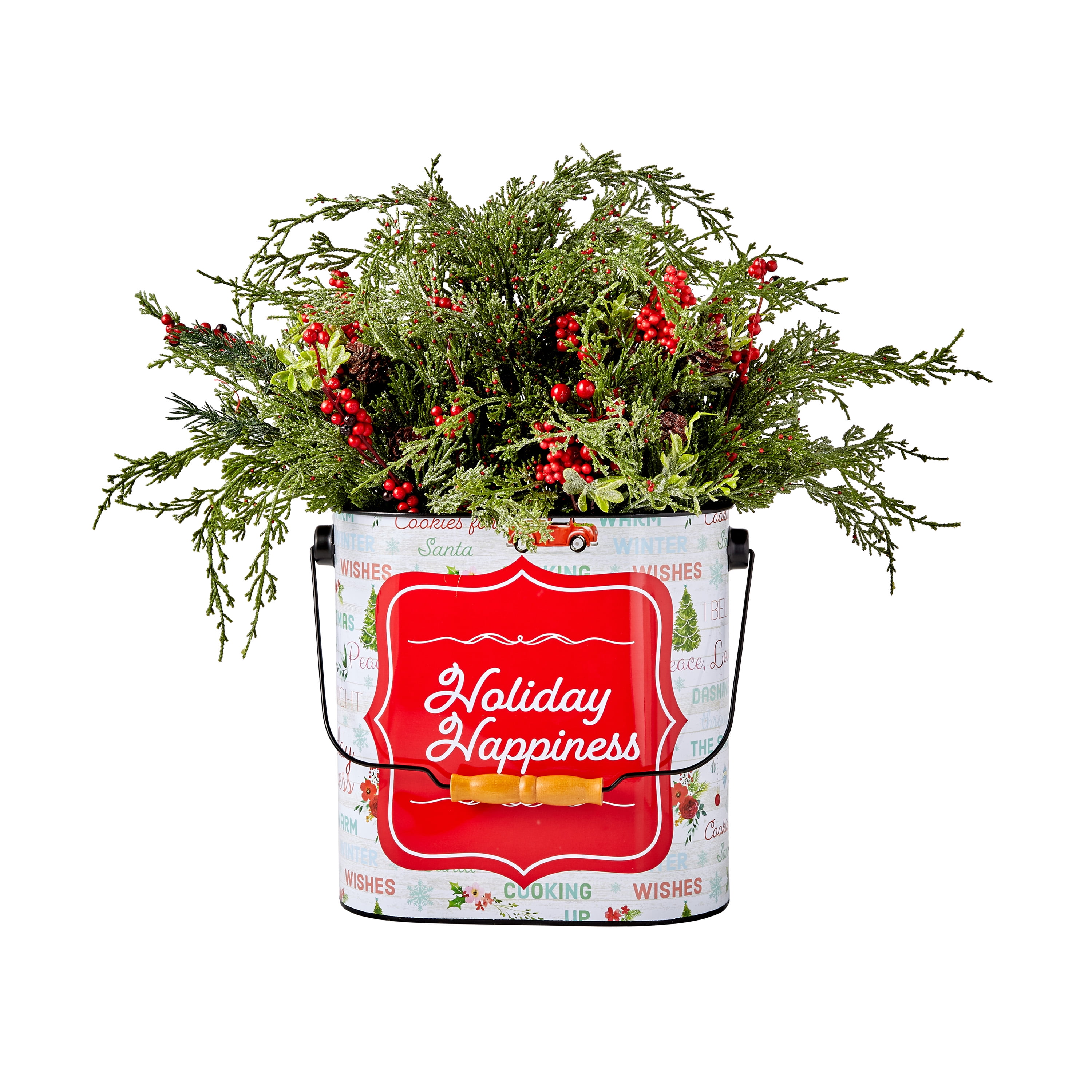 Goody Baskets | Tin Pail Containers Size: 6.5 x 3.7 Red Christmas Plaid Round Tin Planter Candy Bucket Toys Present For Kids Holiday Xmas Party Favors 