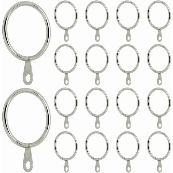 40Pcs Silver Drapery Curtain Rings Curtain Rod Rings with Flat Eyelet Metal 1.18 Inch Round Hanging Drape Sliding Iron Clip Hook Ring for Sliding Window Pinch Pleated Drapes Curtains Rods