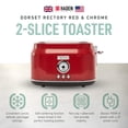 thumbnail image 4 of HADEN Dorset Tostadora Retro de Acero Inoxidable con Ranura Ancha para 2 Rebanadas, Roja, 4 of 5