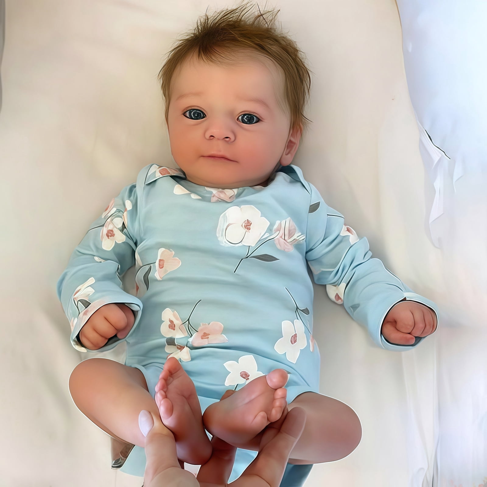 16 Inch Lifelike Reborn Baby Doll l, Soft Cloth Body , Realistic Skin Details, Hand-Painted Features, Kids Toy Age 3+