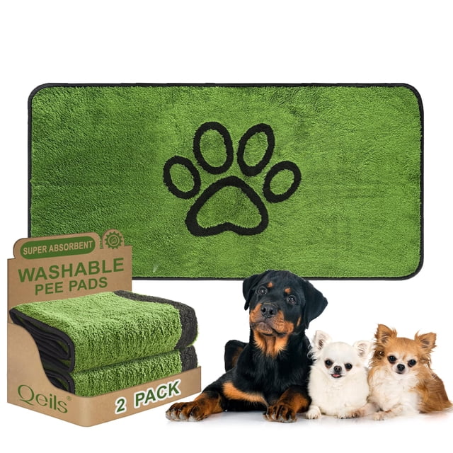 Alfombrillas Reutilizables para Orinar de Perro Qeils Paquete de 2 Súper Absorbentes 61x122 cm