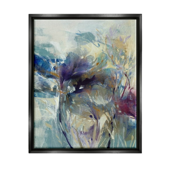 Stupell Industries Abstract Layered Botanical Arrangement Painting Jet Black Floating Framed Canvas Print Wall Art, Design by K. Nari